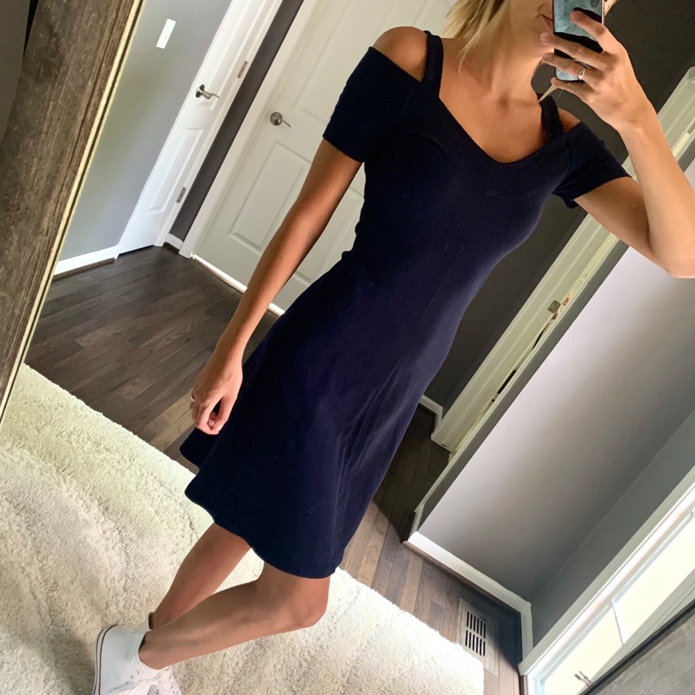 Three Dots Navy Blue Short Sleeve Dress